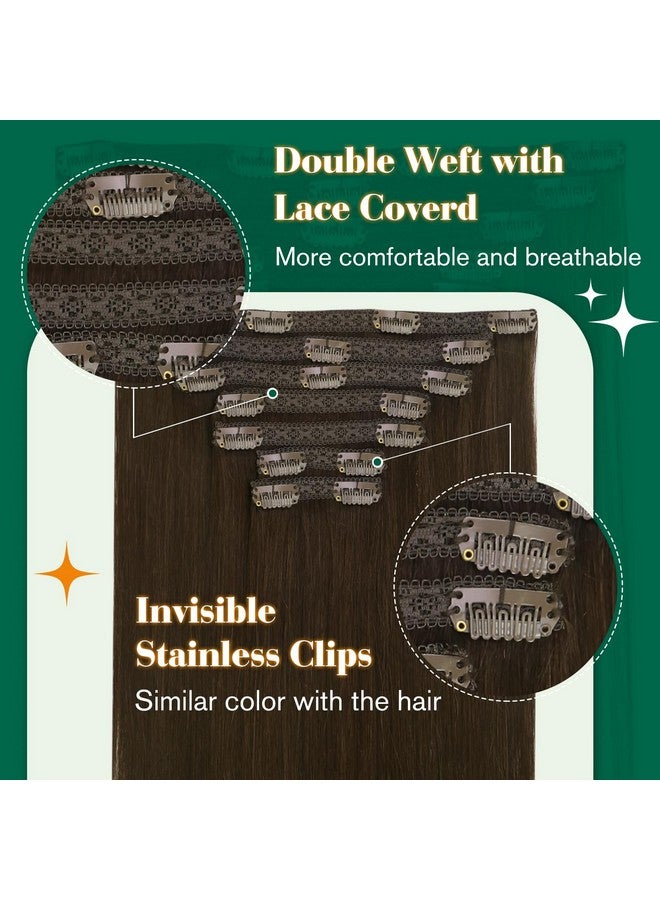 إيزي يوث وصلات شعر بمشبك، بني، وصلات شعر حقيقية، بمشبك في شعر بشري، بني، شعر بشري حقيقي، وصلات شعر بني داكن، وصلات شعر للنساء، 14 بوصة، 7 قطع، 70 جرام - Image 2
