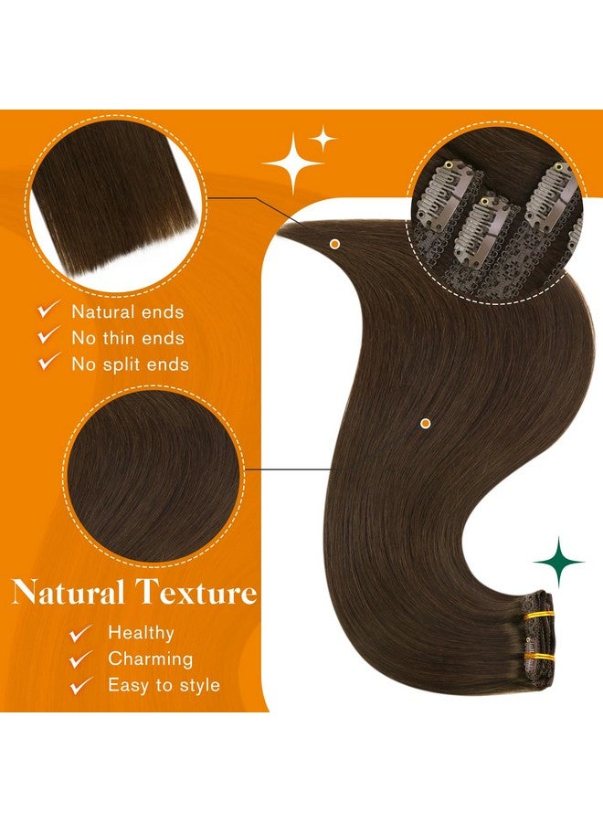 إيزي يوث وصلات شعر بمشبك، بني، وصلات شعر حقيقية، بمشبك في شعر بشري، بني، شعر بشري حقيقي، وصلات شعر بني داكن، وصلات شعر للنساء، 14 بوصة، 7 قطع، 70 جرام - Image 4