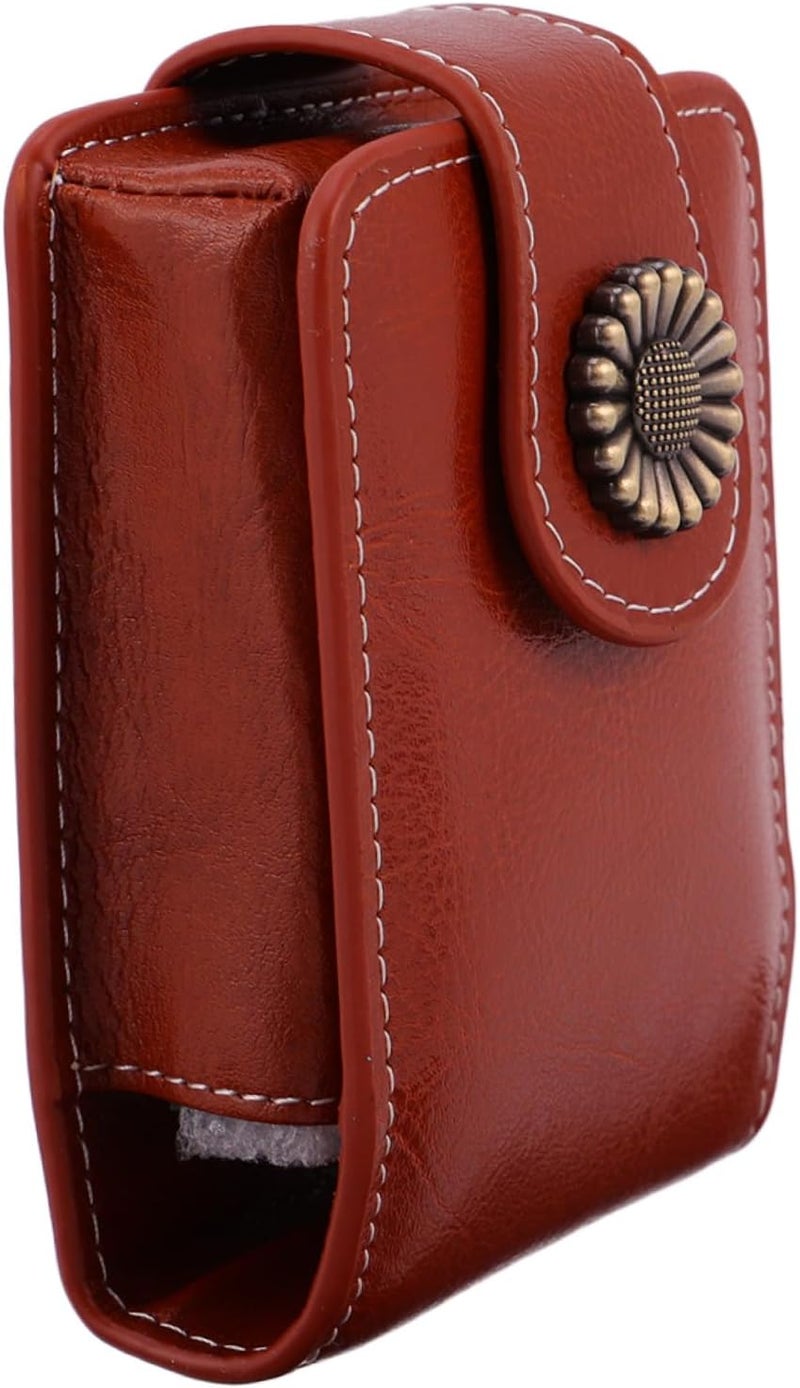 Small Lipsticks Pouch with Mirror, Wine Red Pu Leather Lipstick Carrying Case, Portable Cosmetic Organizer for Travel and Daily Use - Image 1
