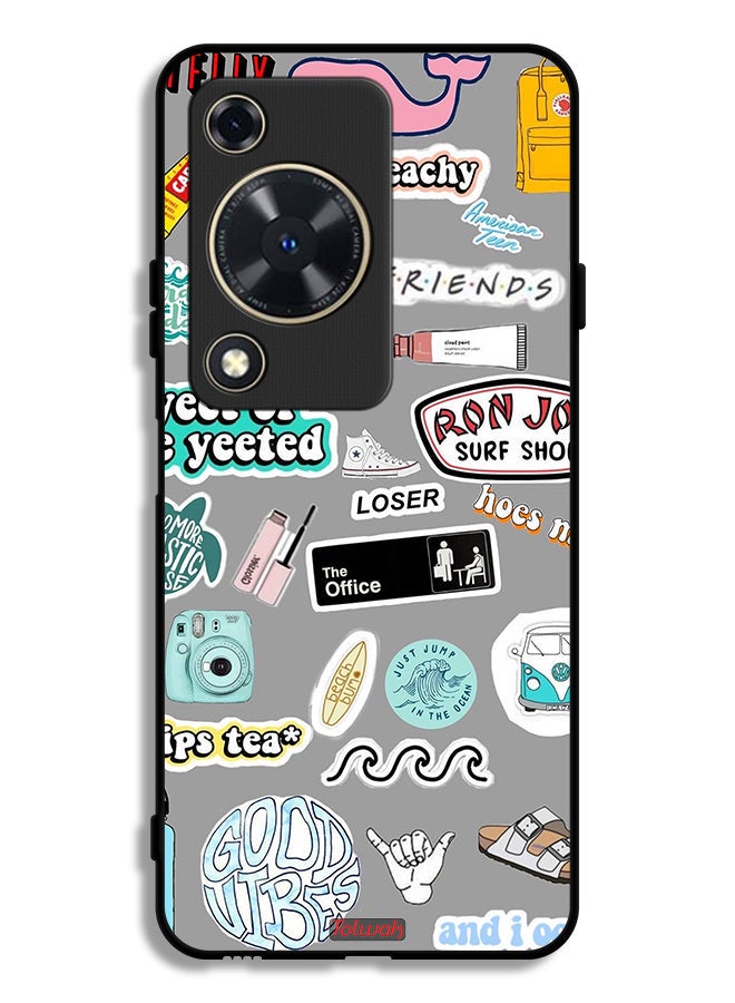 Tolwak Huawei Nova Y63 Protective Case Cover Good Vibes Stickers