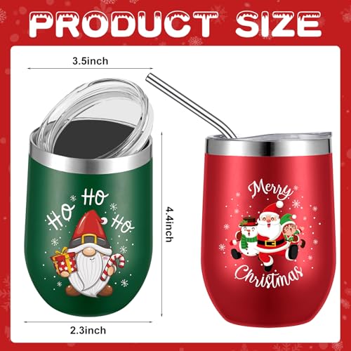 Uiifan 8 Pcs Double Wall Insulated Travel Coffee Mugs 12 oz Stainless Steel Travel Cups with Lid Christmas Mugs Gifts for Coworker Friends Mom - Image 3
