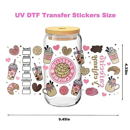 GETRIC UV DTF Cup Wrap Transfer Stickers for Glass, 6 Sheets Cup Rub on Transfers for Crafting Cup Decal Stickers for 16OZ Libbey Glass Cups Furniture Craft Wood DIY Crafts - Image 2
