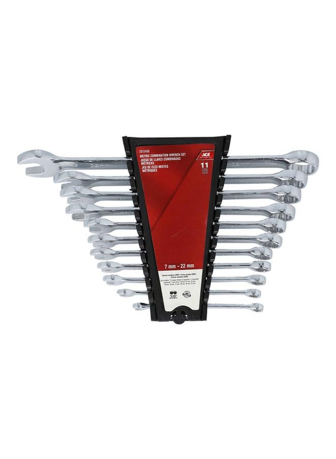 ACE 11-Piece High Quality Sturdy Handle Rust Resistant Combination Metric Wrench Set Silver 