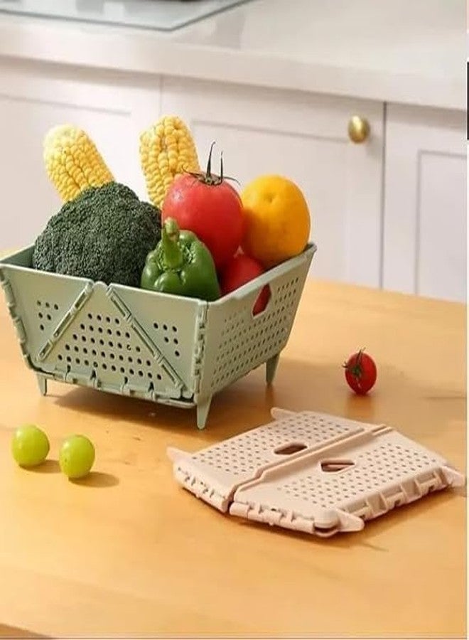 SORATH Collapsible Storage Basket, Foldable Plastic Organizer Bin with Ventilated Design – Stackable Storage Crate with Handles for Kitchen, Pantry, Office, and Bathroom (Light Grey) - Image 3