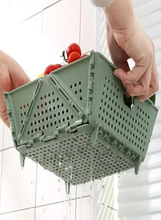 SORATH Collapsible Storage Basket, Foldable Plastic Organizer Bin with Ventilated Design – Stackable Storage Crate with Handles for Kitchen, Pantry, Office, and Bathroom (Light Grey) - Image 2
