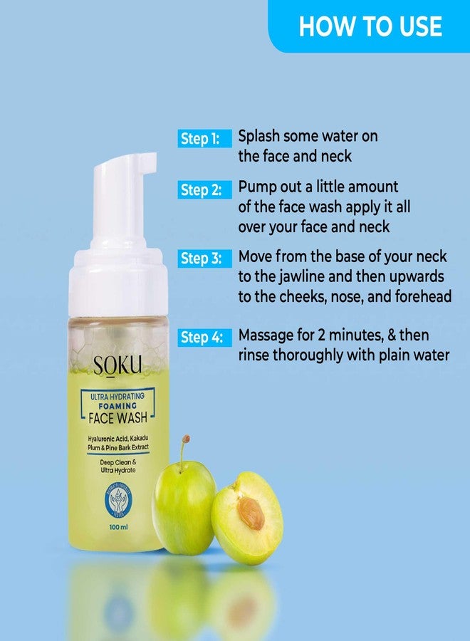 SOKU Ultra Hydrating Foaming Face Wash | Skincare Cleanser for Men & Women | Hyaluronic Acid, Kakadu Plum & Pine Bark | Suitable For Dry Skin | Sulphate-Free - Image 3