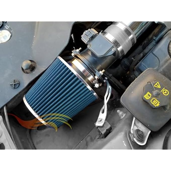 Rtunes Racing BLUE 3.5" 89 mm Inlet Truck Cold Air Intake Cone Replacement Performance Washable Clamp-On Dry Air Filter (8" Tall) - Image 4