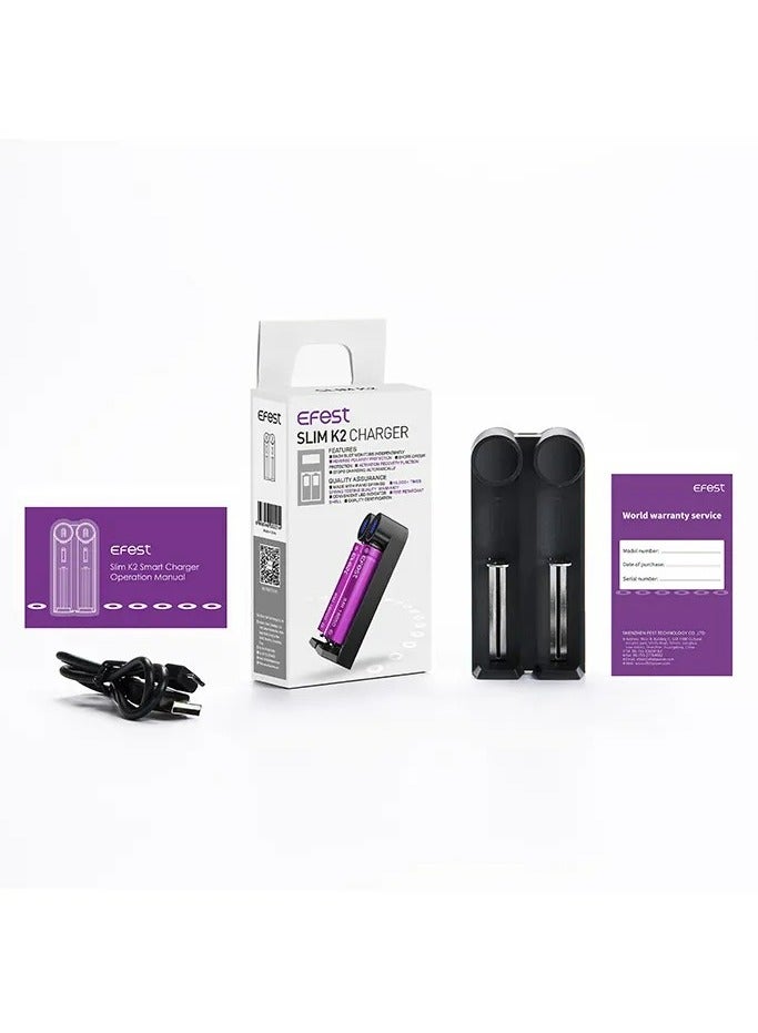 Efest Slim K2 Battery Charger – Dual Slot Charger for Li-ion Rechargeable Batteries - Image 1