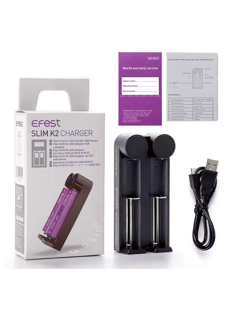 Efest Slim K2 Battery Charger – Dual Slot Charger for Li-ion Rechargeable Batteries - Image 4