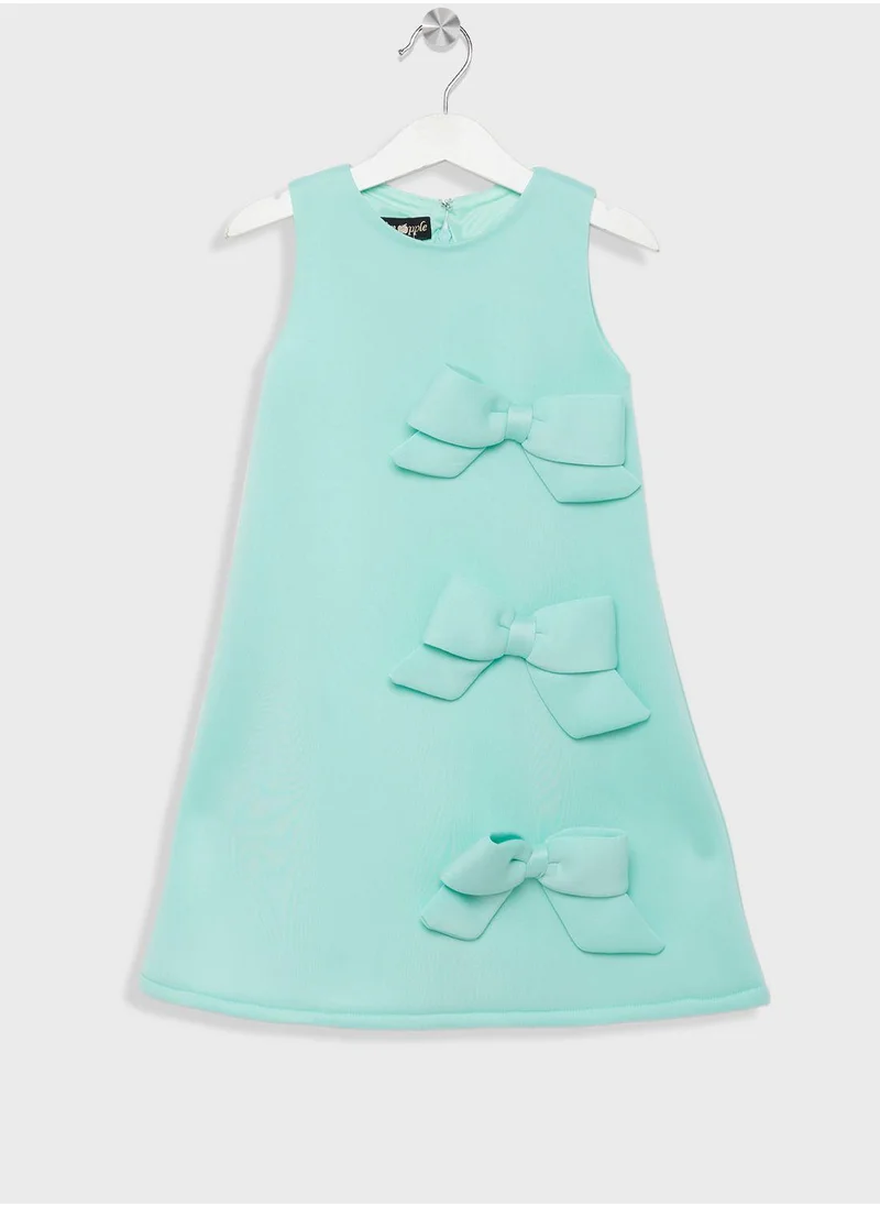 Little Golden Apple Kids Kittle With Bow Design Dress