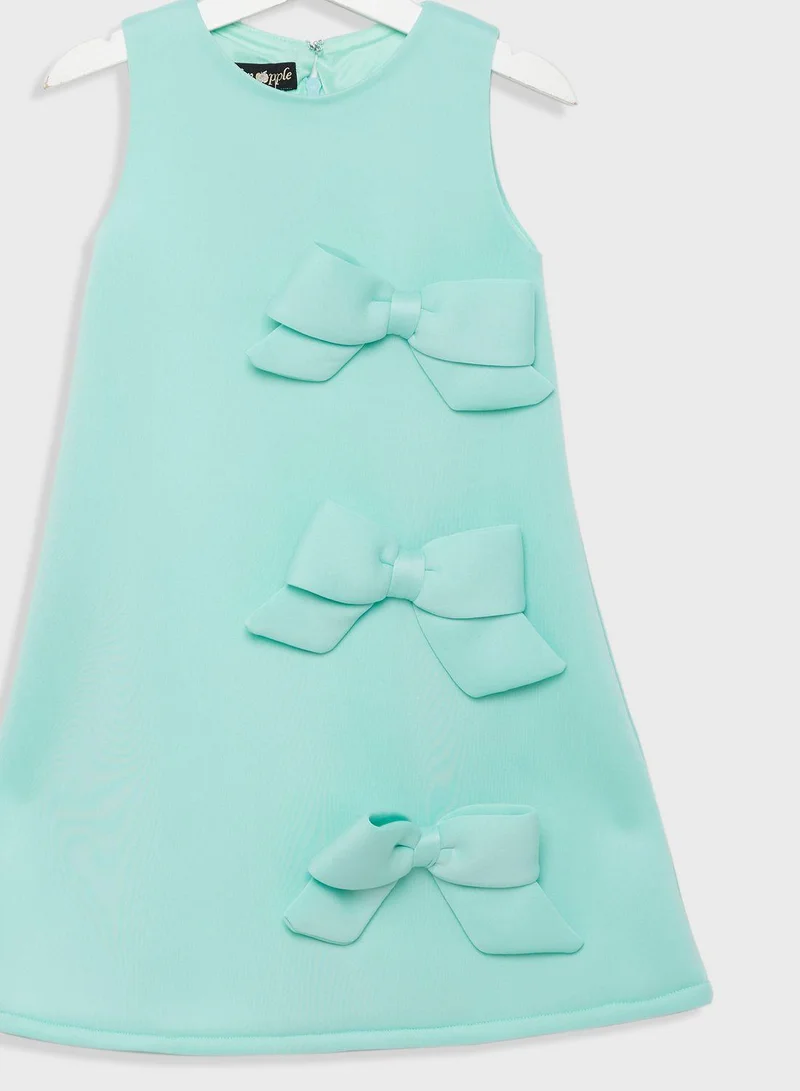 Little Golden Apple Bow Detail Dress