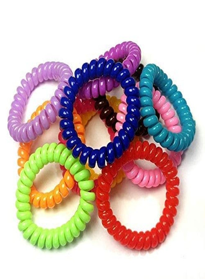 Minta Elastic Telephone Wire Wrapped Cloth Design Hair Band Ponytail Holder (Multicolor) Set of 3 - Image 3