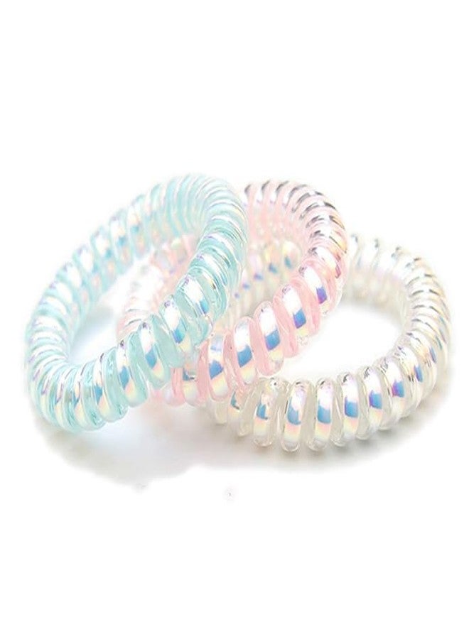 Minta Elastic Telephone Wire Wrapped Cloth Design Hair Band Ponytail Holder (Multicolor) Set of 3 - Image 2