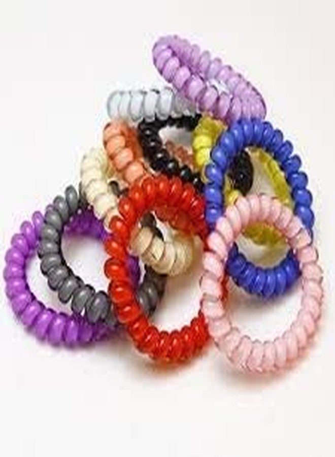 Minta Elastic Telephone Wire Wrapped Cloth Design Hair Band Ponytail Holder (Multicolor) Set of 3 - Image 4