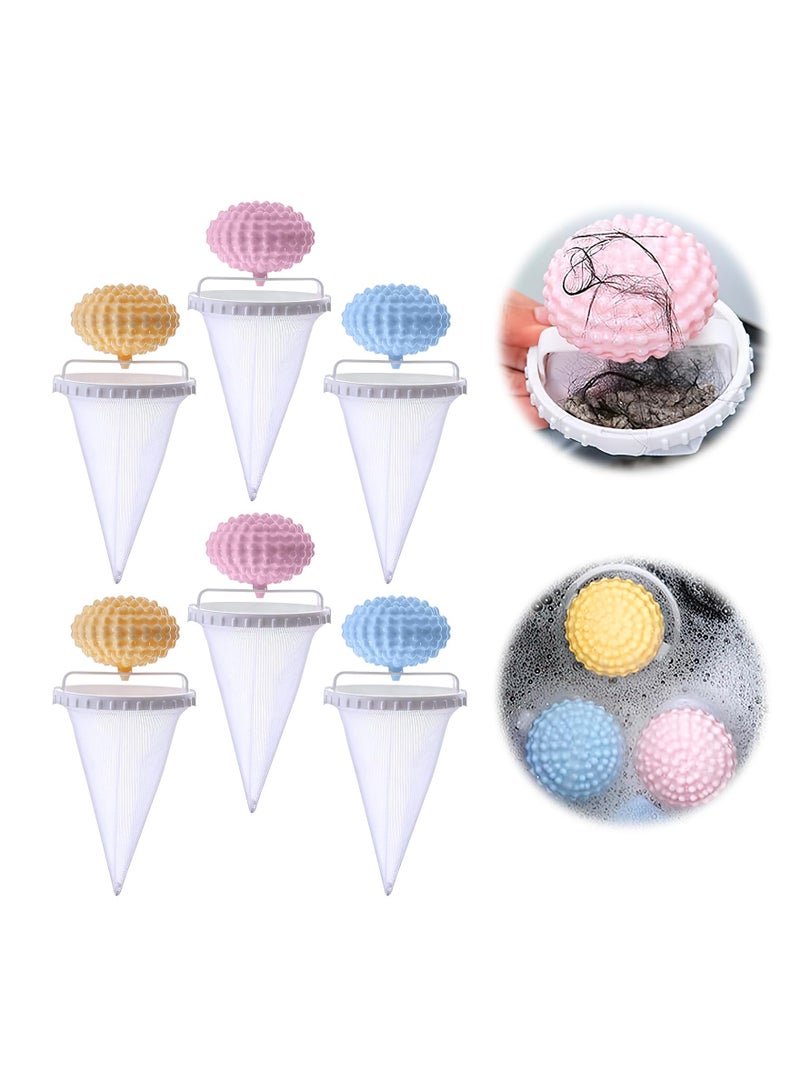 SYOSI Floating Hair Filtering Mesh Removal with Silicone Sticky Ball, Pet Hair Catcher for Washing Machine Lint Catcher for Washing Machine, Reusable Washing Machine Hair Catcher Tool (6pcs) - Image 1