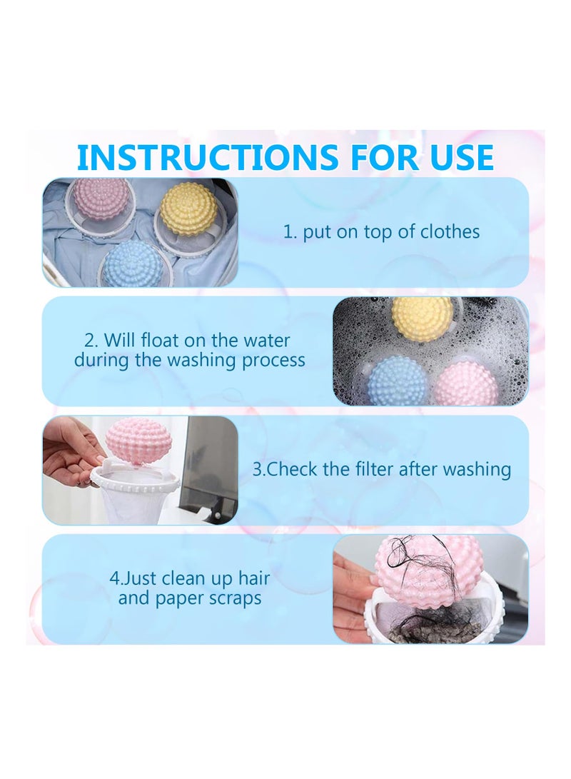 SYOSI Floating Hair Filtering Mesh Removal with Silicone Sticky Ball, Pet Hair Catcher for Washing Machine Lint Catcher for Washing Machine, Reusable Washing Machine Hair Catcher Tool (6pcs) - Image 5