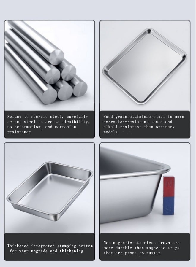 Rectangular Oven Tray Non-Stick Square Stainless Steel Tray Coated Compact Toaster Oven Baking Pan Tray Ovenware Heats Evenly and Easy Release for Bread Brownie Baking - Image 4