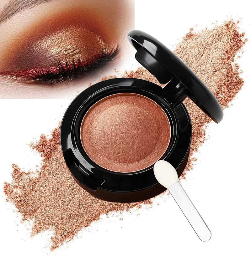 Golden Brown Eyeshadow Palette Highly Pigmented Pearl Shimmer Waterproof SmudgeProof Builtin Mirror Brush Silky Blendable Texture Suitable for Daily Party Travel Use Golden Brown