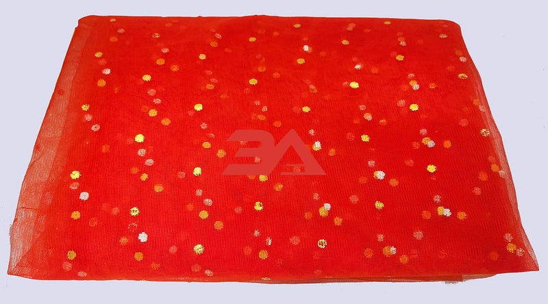 3A Featuretail 42inch Width 5 Mtr Golden Dotted Net Fabric for Decoration, Fruit/Dryfruit/Gift Packing & Trousseau Tray Packing (Red, 5 Meter) - Image 5