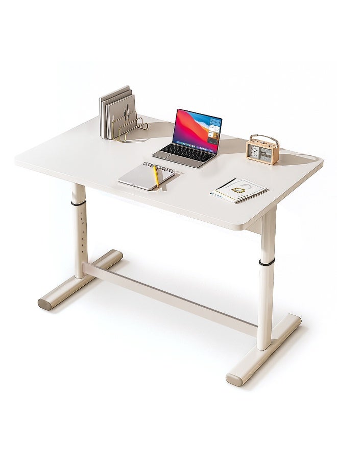 جورونب مكتب قائم قابل للتعديل يدويًا، مكتب قابل لتعديل الارتفاع للجلوس/الوقوف، محطة عمل متينة قائمة، طاولة كمبيوتر، مساحة عمل، مكتب منزلي، دراسة، ومساحات صغيرة (أبيض، 80 × 40 × 90 سم) - Image 1