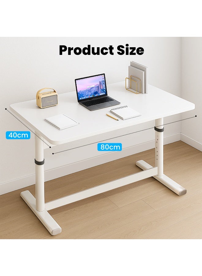 جورونب مكتب قائم قابل للتعديل يدويًا، مكتب قابل لتعديل الارتفاع للجلوس/الوقوف، محطة عمل متينة قائمة، طاولة كمبيوتر، مساحة عمل، مكتب منزلي، دراسة، ومساحات صغيرة (أبيض، 80 × 40 × 90 سم) - Image 2
