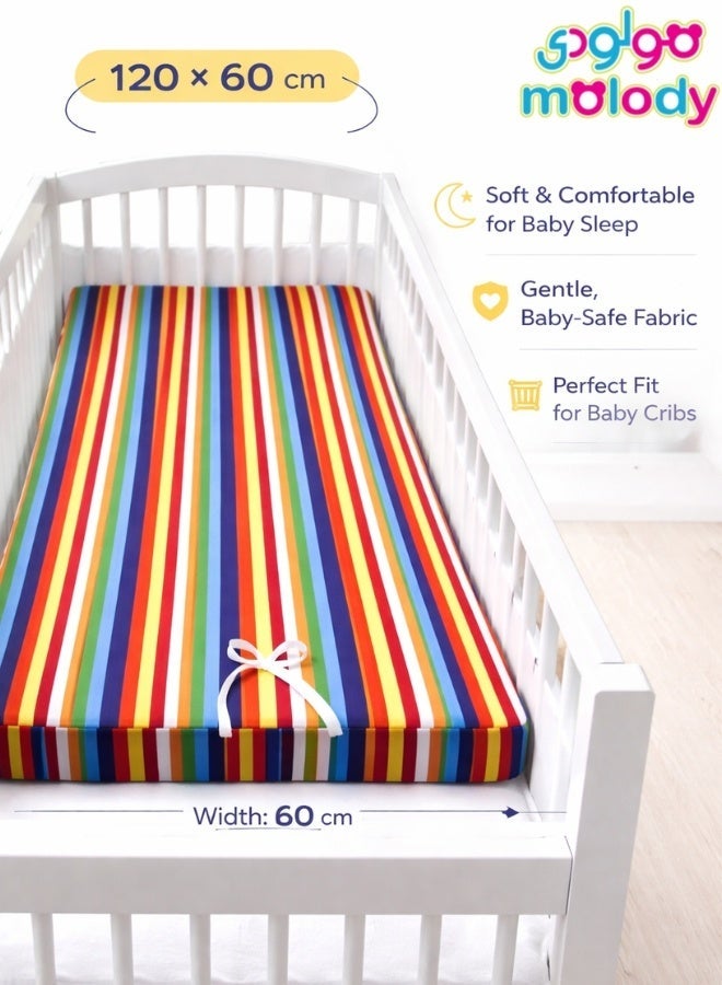 مولودي مرتبة سرير أطفال فاخرة 120×60 سم – سماكة عالية مريحة، غطاء بسوستة قابل للغسل، قماش ناعم وآمن للرضع - Image 1