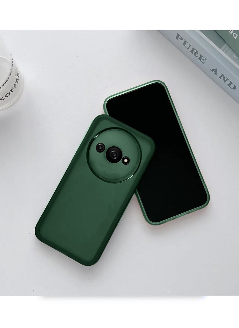 دبليو تيك حافظة لهاتف Xiaomi Redmi A3 4G 2024 باللون الأخضر الداكن، مصنوعة من السيليكون الشفاف الناعم والرفيع للغاية من مادة TPU السيليكون الأنيقة المطلية بحواف الكاميرا  - Image 2