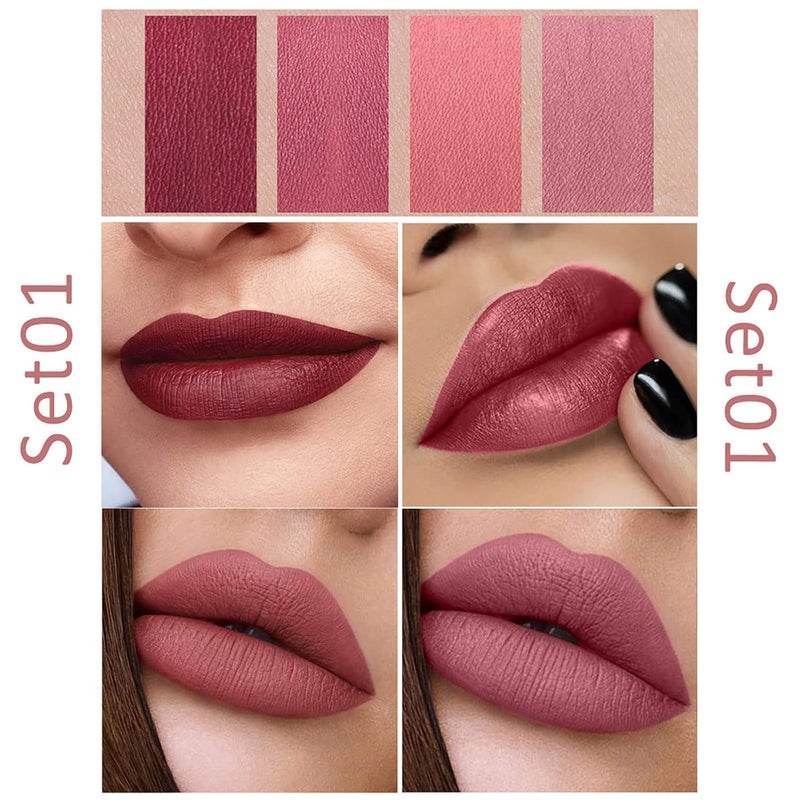 klarako 4 Colors Matte Cigarette Lipstick Pack Set Tube Nude Red Lips Long Lasting Waterproof Lip Gloss Liquid Lipstick Women Make up Velvet Cosmetic Lipsticks (one size, A-1) - Image 5