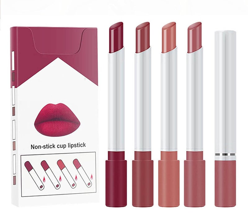 klarako 4 Colors Matte Cigarette Lipstick Pack Set Tube Nude Red Lips Long Lasting Waterproof Lip Gloss Liquid Lipstick Women Make up Velvet Cosmetic Lipsticks (one size, A-1) - Image 1