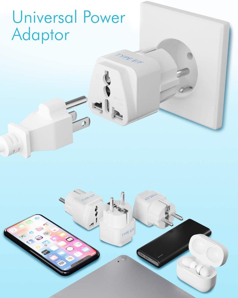 INNOVATIVEIQ InnovativeIQ India to Europe Schuko PlugType EF Europe Plug Adapter2 in 1 Universal Adapter for Europe Perfect for Laptop Camera Charger CE RoHS 5 Years Warranty Pack of 1 White  - Image 4