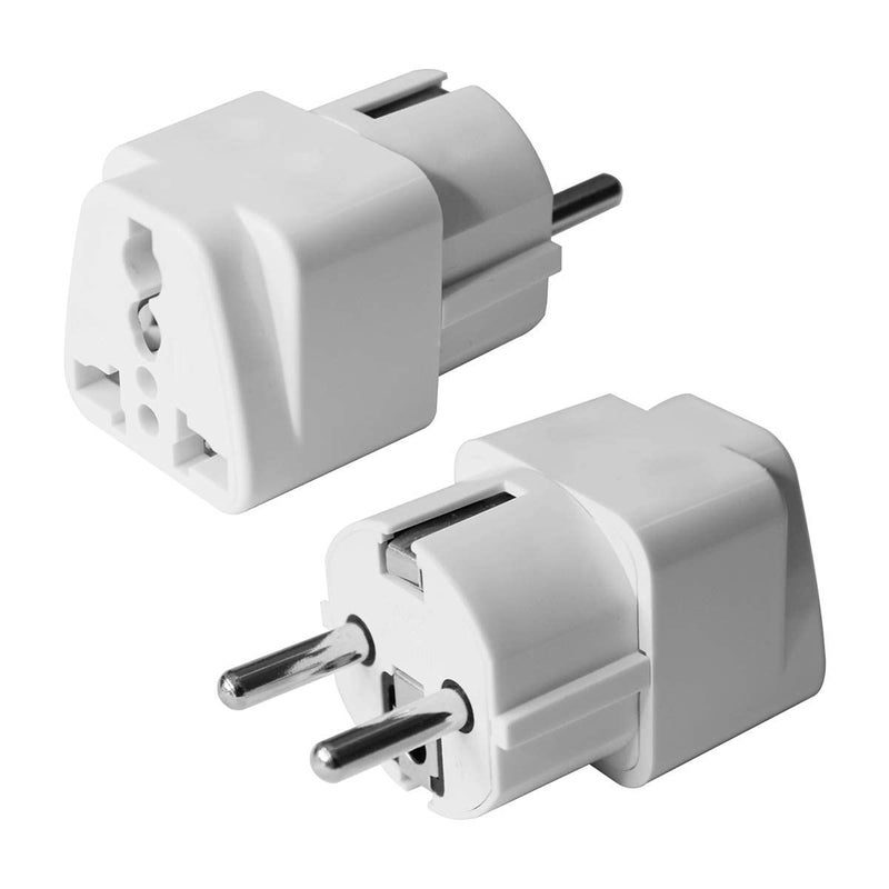 INNOVATIVEIQ InnovativeIQ India to Europe Schuko PlugType EF Europe Plug Adapter2 in 1 Universal Adapter for Europe Perfect for Laptop Camera Charger CE RoHS 5 Years Warranty Pack of 1 White  - Image 1