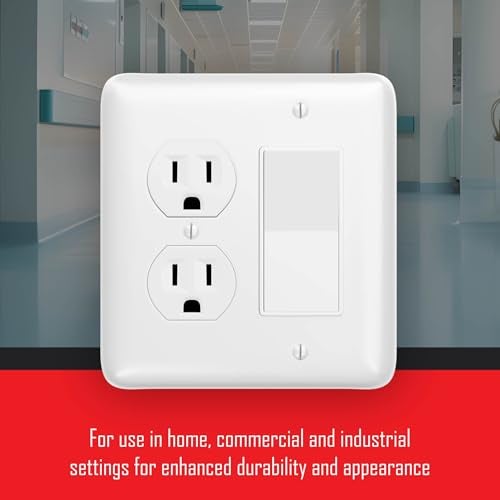 TayMac WRW-DR 0.19 in x 4.58 in x 5 in 2-Gang White Smooth Metal Maxi Duplex/Decorator Wall Plate WRW-DR, Outlet Cover Wall Plate with Screws, Electrical Outlet Cover Plate for 2 Devices - Image 4