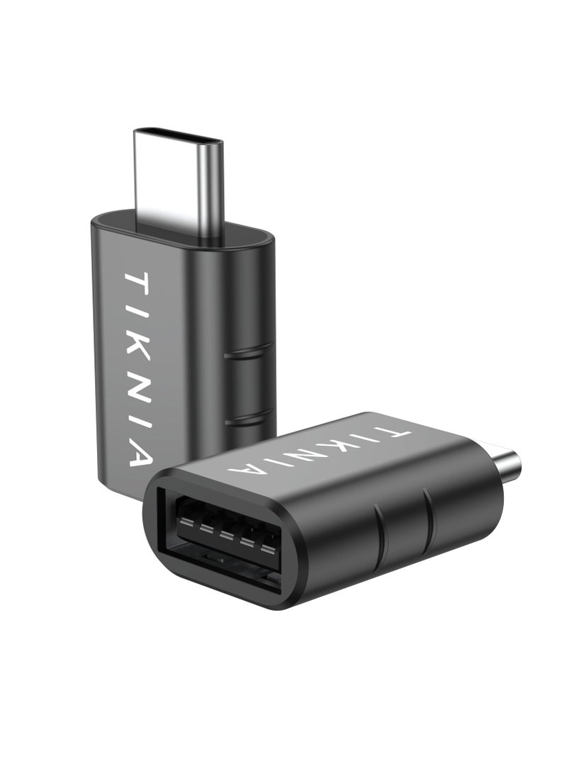TIKNIA TIKNIA USB C to USB Adapter 2-Pcs USB C Male to USB 3.0 Female Adapter Compatible with MacBook Pro Air, Microsoft Surface, iPad, Samsung Notebook, ASUS and More Type C Devices (Space Grey)  - Image 1