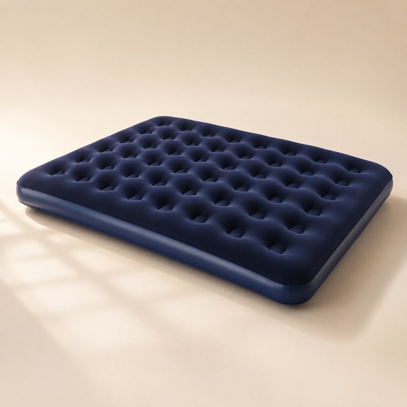 Airbed Queen Size 203X152X22Cm for home and camping, PVC material, gray color, puncture-resistant and quick-inflate - Image 1
