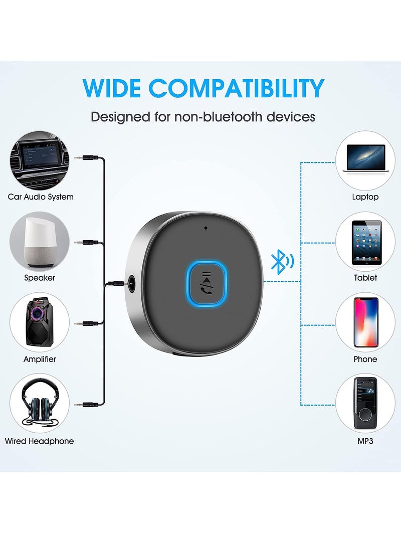 Lezonic Bluetooth Aux Receiver for Car, Portable 3.5mm Aux Bluetooth Car Adapter, Bluetooth 5.0 Wireless Audio Receiver for Car Stereo/Home Stereo/Wired Headphones/Speaker, 16H Battery Life - Image 4
