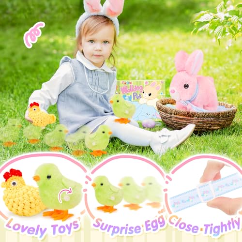 Tagitary Easter Plush Toys Walking Bunny for Kids Stuffed Bunny with SoundsInteractive Toys with LeashWind Up Toy Can HopWiggle EarsTwitch NoseIdeal Easter Gifts for Toddlers - Image 5