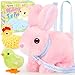 Tagitary Easter Plush Toys Walking Bunny for Kids Stuffed Bunny with SoundsInteractive Toys with LeashWind Up Toy Can HopWiggle EarsTwitch NoseIdeal Easter Gifts for Toddlers - Image 2
