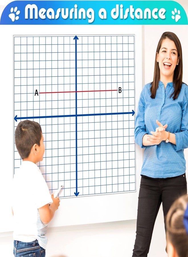Teling 4 Pieces Jumbo Magnetic Xy Coordinate Dry Erase Grid 26 x 26 Inches, Magnet Graph Whiteboard for Classrooms, Teaching, Learning Tools - Image 4
