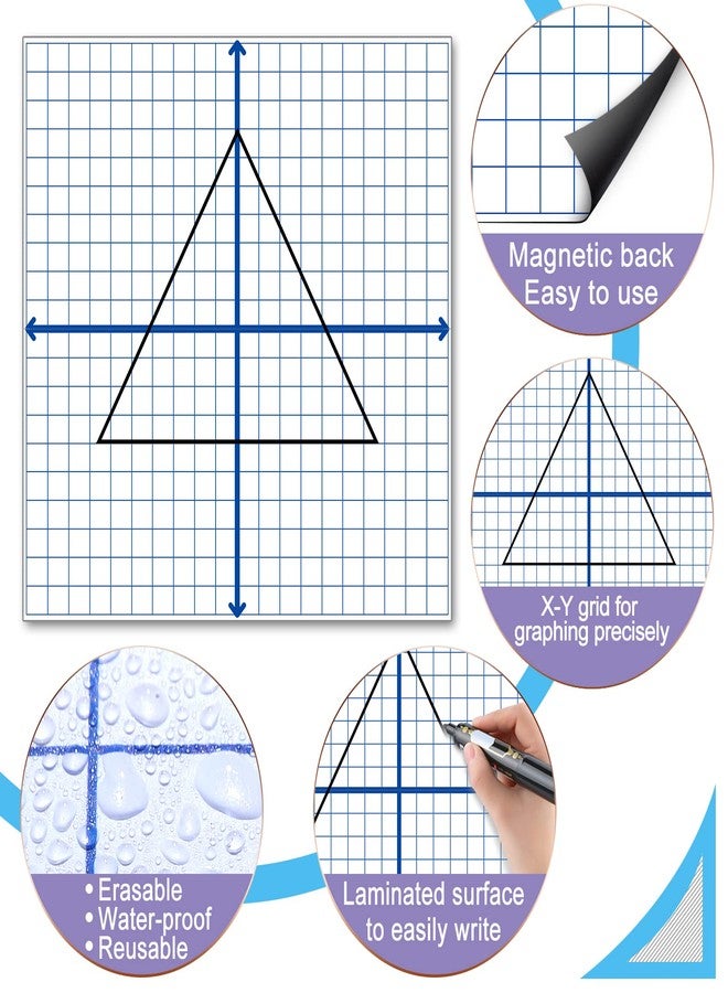 Teling 4 Pieces Jumbo Magnetic Xy Coordinate Dry Erase Grid 26 x 26 Inches, Magnet Graph Whiteboard for Classrooms, Teaching, Learning Tools - Image 3