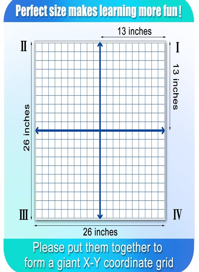 Teling 4 Pieces Jumbo Magnetic Xy Coordinate Dry Erase Grid 26 x 26 Inches, Magnet Graph Whiteboard for Classrooms, Teaching, Learning Tools - Image 2