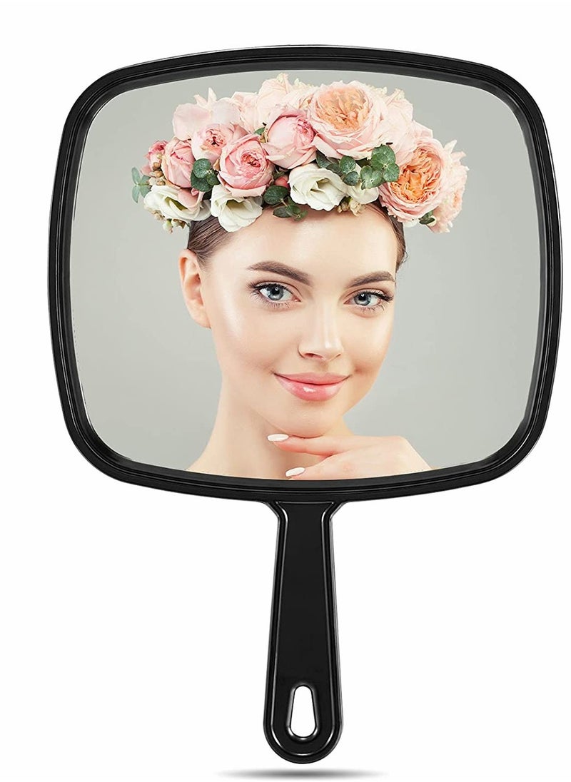 KASTWAVE Hand Mirror, Makeup Mirror, Extra Large Black Handheld with Handle, Barber Hairdressing Handheld with Handle for Salon  - Image 1