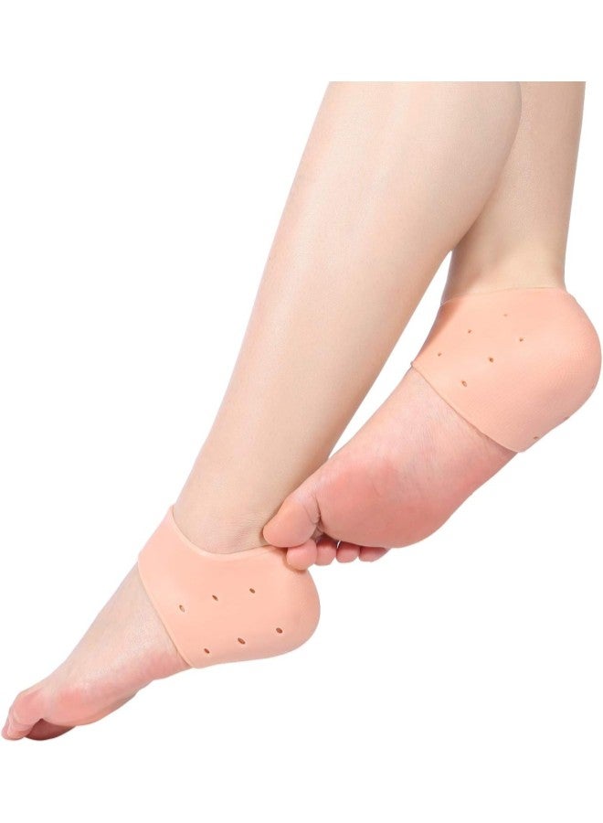 4 Types 2PCS Silicone Moisturizing Gel Heel Protect Socks, Foot Cares, Dry Cracked Foot Sleeves, Bunion Splints, for Men and Women, Pain Relief (Skin) - Image 1