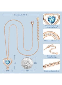 Zifeel Infinity Heart Pendant 925 Sterling Silver, Rose Gold Birthstone Necklace  - Image 5