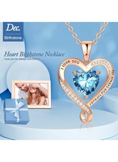 Zifeel Infinity Heart Pendant 925 Sterling Silver, Rose Gold Birthstone Necklace  - Image 4