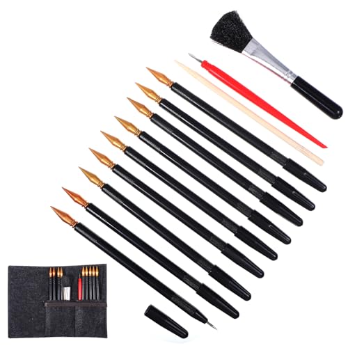 HaiFafafaing 14 Pcs Scratch Art Tools Scratching Drawing Tool Set Including Tools Bag Scratch Coloring Pens Plastic Pens Wooden Stylus Clean Brush for Adults Painting Paper - Image 1