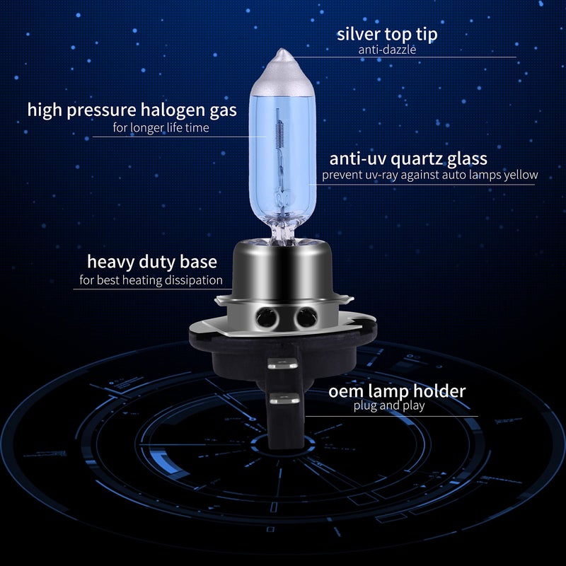 NEWBROWN H11B Headlight Bulb H11B Halogen Bulb 5000K Super White Light Long Life Replacement PGJY19-2 12V/55W (H11B, 2 Pack) - Image 2