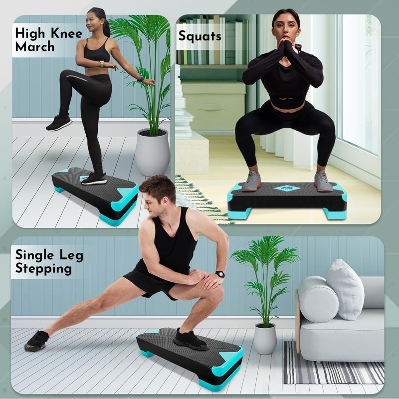 ألور سفير جهاز Allure Sphere Aerobic Stepper للاستخدام المنزلي والصالة الرياضية – مناسب لتمارين الكارديو، اليوغا، رفع الأثقال، التمارين الرياضية، التمدد، واللياقة البدنية؛ يتميز بدرجين قابلين للتعديل ومقاومة للانزلاق (الطول: 68 سم، العرض: 28 سم، الارتفاع: 10 سم). - Image 4