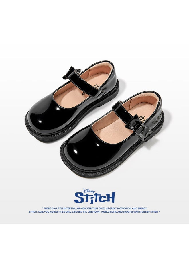 Disney Girls' Student Leather Shoes Campus Performance Black Leather Shoes Shiny Children's Dst1128 Black Size 36 - Image 3