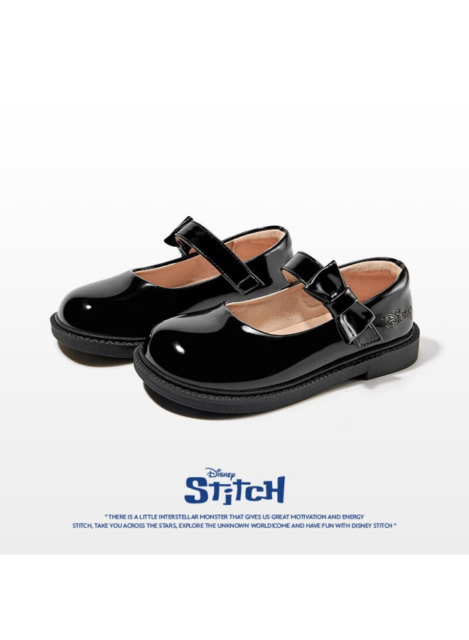 Disney Girls' Student Leather Shoes Campus Performance Black Leather Shoes Shiny Children's Dst1128 Black Size 36 - Image 1