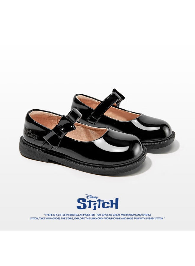 Disney Girls' Student Leather Shoes Campus Performance Black Leather Shoes Shiny Children's Dst1128 Black Size 36 - Image 2
